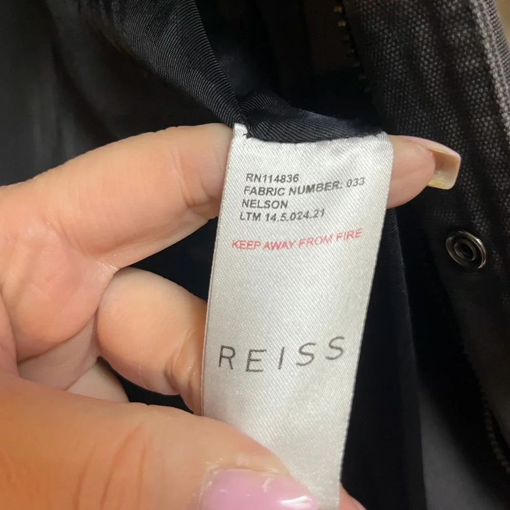 REISS Elbow Canvas Utility Military Jacket Biker 4 Pocket Men's Gray - Picture 10 of 11